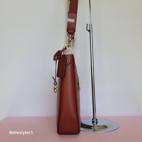 COACH Chaise Signature Canvas & Leather Crossbody Bag-Tan Rust color🎈$220. - Picture 11 of 16